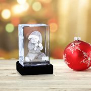 Baby in Santa Hat in Vertical Crystal Photo Christmas Background