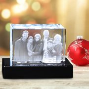 Crystal Rectangle - Family with Grandparents - Christmas