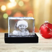 Crystal Cube - Kid Wearing Christmas Hat